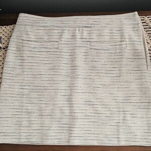 LOFT Cream and Black Striped Pencil Skirt